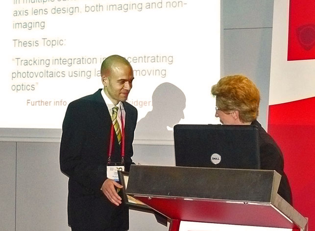 2012 Fabian Durr receiving scholarship award from Tina Kidger