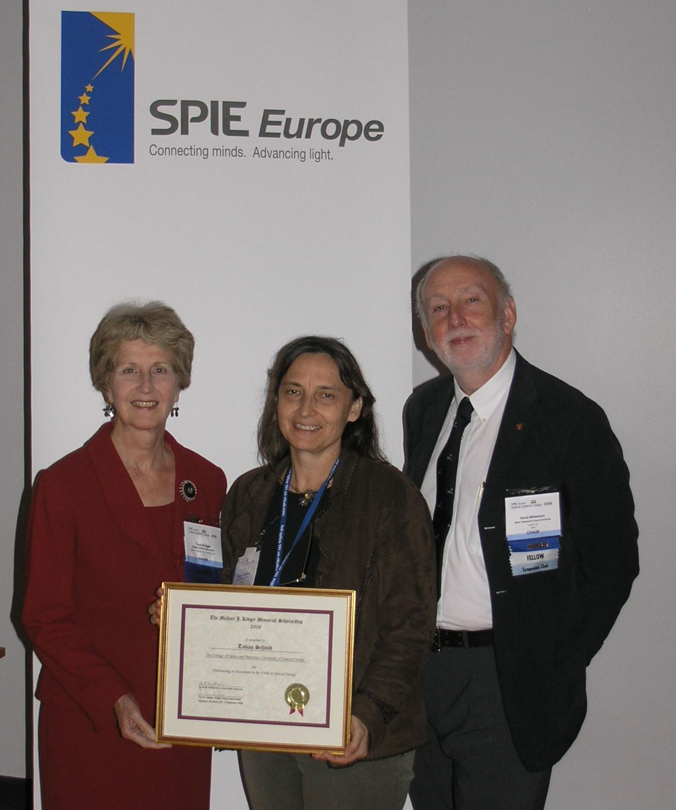 2008 Award presented for Tobias Schmid to Jannick Rolland 2008 Award presented for Tobias Schmid to Jannick Rolland