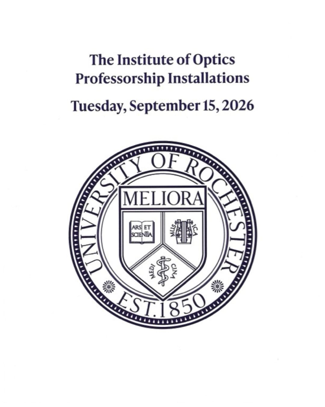 Intstitute of Optics Professorship Installations 9.15.26